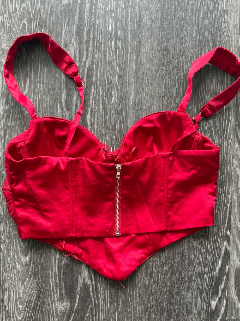 Red Ruched Sweetheart Bustier Top - Picture 2 of 11